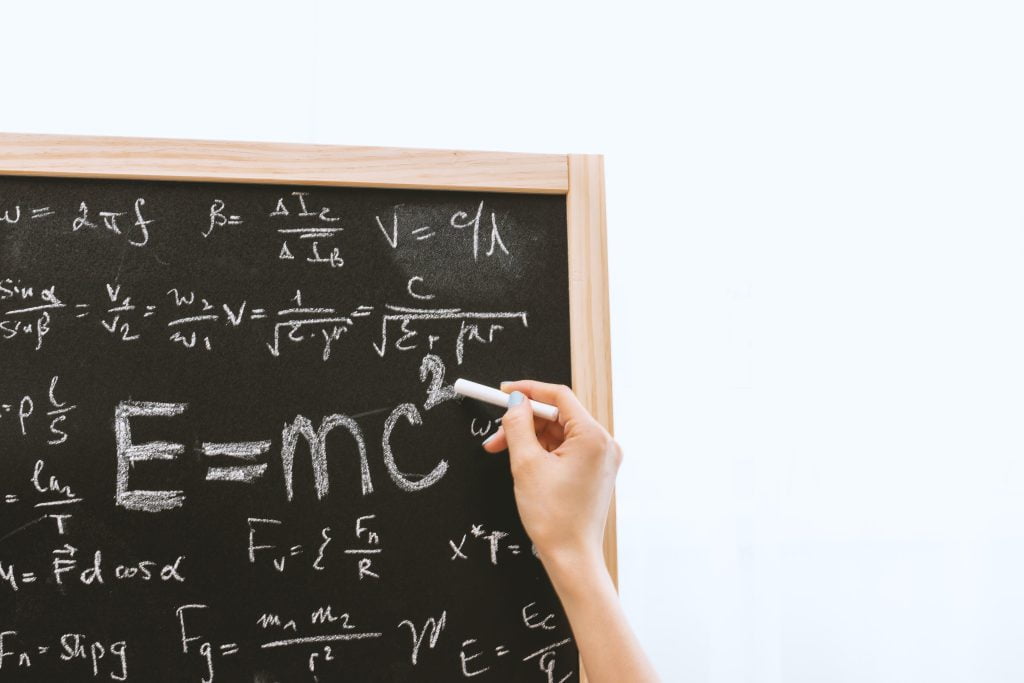chalk board with formulas