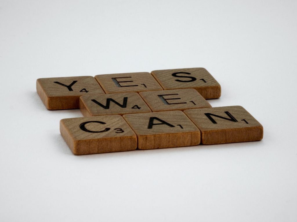 wood letters , yes we can